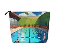 WBQLSL Reise-Kosmetiktasche mit Flamingo- und Schwimmbad-Muster, multifunktionale Aufbewahrungstasche, speziell für die Aufbewahrung von täglichen Notwendigkeiten, Schwarz, Einheitsgröße