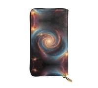 WBQLSL Star Ring Cosmic Vortex Stilvolle Ledergeldbörse, 19 x 10,5 cm lange Münzbörse mit Reißverschluss, praktische Reisegeldbörse
