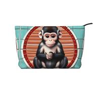 WBQLSL The Silent Monkey Bedruckte Cord-Kosmetiktasche, Reise-Kosmetik-Aufbewahrungstasche, Schwarz, Einheitsgröße