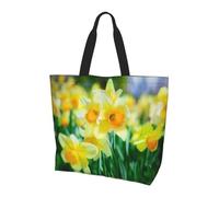 WBQLSL Tragetasche mit Narzissen-Blumendruck, Schultertasche, Reisen, Yoga, Strand, Einkaufen, Pendeln, Geschenk für Männer und Frauen