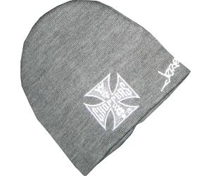 WCC West Coast Choppers Beanie Iron Cross Grau
