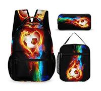 WCEECE Fußball Schulrucksack Jungen Teenager Große Schule Rucksack Mädchen Schultasche Coole Schulranzen 2 Bis 7 Klasse Ranzen Oder 8 Bis 15 Jahre School Bag Sets