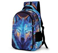 WCEECE Mädchen Jungen Schulrucksack 3D-Farbdruck Tier Wolf Wölfe Personalisierter Modisch,Nylon Campus Rucksack, Tagesrucksack, Freizeitrucksack, Für Teenager