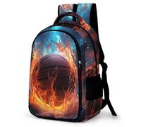 WCEECE Neutral Basketball Rucksack 3D-Farbdruck Personalisierter Feuer- und Eisdruck Schulranzen Mädchen Teenager Leichter Schulrucksack Outdoor Freizeit Kinder Reise Daypack
