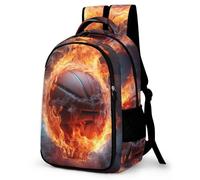 WCEECE Neutral Basketball Rucksack 3D-Farbdruck Personalisierter Flammendruck Schulranzen Mädchen Teenager Leichter Schulrucksack Outdoor Freizeit Kinder Reise Daypack