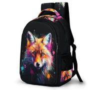 WCEECE Neutral Bunter Fuchs Rucksack 3D-Farbdruck Personalisierter Tier Schulranzen Mädchen Teenager Leichter Schulrucksack Outdoor Freizeit Kinder Reise Daypack