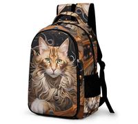 WCEECE Neutral Rucksack 3D-Farbdruck Personalisierter Schulranzen Niedliche Katze Mädchen Teenager Leichter Schulrucksack Outdoor Freizeit Kinder Reise Daypack