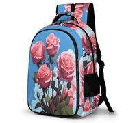 WCEECE Rucksack,Damen & Herren Backpack Mit Rosen Aufdruck,Unisex Daypack Blume Schulrucksack,Wasserdichter Tagesrucksack Für Freizeit Schule Job