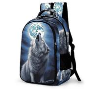 WCEECE Rucksack Jungen Tier Wolf Schulrucksack Mädchen Teenager Jugendliche Coole Schule Daypacks Kinder Schultasche Freizeit Groß Schulranzen Ranzen Schultertaschen