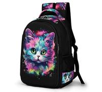 WCEECE Schulrucksack Jungen Teenager Bunte Katze Rucksack Schule Mädchen Schultasche Kinder Schulranzen 5-13 Klasse Ranzen 8-16 Jahre Geschenke Für Jugendliche School Bag for Kids