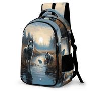 WCEECE Schulrucksack Jungen Teenager Kinder Große Schule Tier Wolf Wölfe Rucksack Mädchen Schultasche Jungen 2 Bis 7 Klasse Ranzen Oder 8 Bis 15 Jahre School Bag