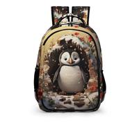 WCEECE Schulrucksack Jungen Teenager Kinder Tierpinguin Große Schule Crack-Druck Rucksack Mädchen Schultasche Jungen 2 Bis 7 Klasse Ranzen Oder 8 Bis 15 Jahre School Bag