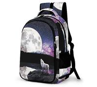 WCEECE Schulrucksack Jungen Teenager Mädchen Schultaschen Kinder Galaxie Wolf Rucksäcke Wasserdicht Leichtgewicht Schulranzen Groß Für Schule Geschenke