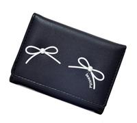 Wdbild Geldbeutel, Modische Geldbörse mit Schleifen für Mädchen, ästhetischer Kleiner Kartenhalter, Münzbörse aus PU-Leder, Bargeldfach mit transparentem Fenster für Frauen