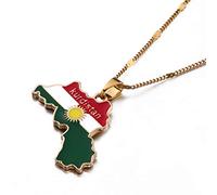 WDBUN Halskette Anhänger Kurdistan Region Karte Anhänger Halsketten Kurdisch Gold Farbe Frauen Männer Schmuck Weihnachten Muttertag Valentinstag Geburtstag Geschenk