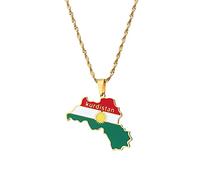 WDBUN Halskette Anhänger Schmuck Kurdistan Karten Flagge Anhänger Halskette Unisex Schmuck für Damen Herren Mode Weihnachten Geburtstag Geschenk