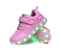 WDRHC Unisex Kinder LED Schuhe 7 Farbe USB Aufladen LED Leuchtend Outdoor Sportschuhe Low Top Atmungsaktives Ultraleicht Wasserdicht Laufschuhe Gymnastik Turnschuhe Blinken Sneaker Für Jungen Mädchen