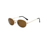 WDZAYXC Mode Oval Sonnenbrille für Herren und Damen Leichter Metallrahmen Brille(Gold/Tee)