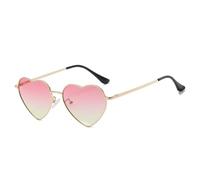 WDZAYXC Polarisierte Herz geformte Sonnenbrille für Damen Vintage Metallrahmen Nette Gläser für Party und Festival(Gold/Rosa Gelb)