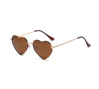 WDZAYXC Polarisierte Herz geformte Sonnenbrille für Damen Vintage Metallrahmen Nette Gläser für Party und Festival(Leopard/Braun)