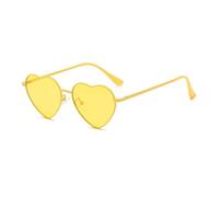 WDZAYXC Polarisierte Herz geformte Sonnenbrille für Damen Vintage Metallrahmen Nette Gläser für Party und Festival(Gelb)