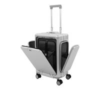 WDZCZDoo 20Zoll Handgepäck Koffer mit Alu-Rahmen,4Zoll Hartschalen-Koffer mit Typ-C und USB Anschlüssen,Koffer für 15,6zoll Laptop,Zahlenschloss,Reisekoffer mit 4(2 mit Bremsen) Leisen 360°Rollen