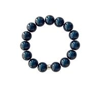 WDZDS Magic Pearls Armband Stretch, 14mm Acryl 3D-Effekt, reflektierende Dehnbänder für Frauen, Elegantes Party-Accessoire, Freizeit-Armband (Blau schwarz, Ø 12mm Perlen)