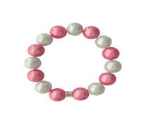 WDZDS Magic Pearls Stretch Armbänder, 14mm Acryl Zauber 3D-Effekt Magic Reflektierende Perlen Dehnbares Armband für Frauen, Party-Accessoire, Freizeitkleidung(Pink-White,Ø 14 mm Perlen)