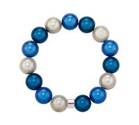 WDZDS Magic Pearls Stretch Armbänder, 14mm Acryl Zauber 3D-Effekt Magic Reflektierende Perlen Dehnbares Armband für Frauen, Party-Accessoire, Freizeitkleidung(Blau-weiß,Ø 14 mm Perlen)