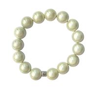 WDZDS Magic Pearls Stretch Armbänder, 14mm Acryl Zauber 3D-Effekt Magic Reflektierende Perlen Dehnbares Armband für Frauen, Party-Accessoire, Freizeitkleidung(Creme,Ø 14 mm Perlen)