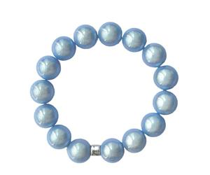 WDZDS Magic Pearls Stretch Armbänder, 14mm Acryl Zauber 3D-Effekt Magic Reflektierende Perlen Dehnbares Armband für Frauen, Party-Accessoire, Freizeitkleidung(Silberblau,Ø 14 mm Perlen)