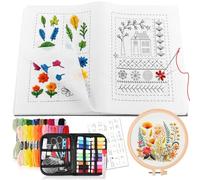 WDZGX Sticksets Embroidery Stitch Book Sticken für Anfänger Stickbuch Buch | Selber Stickset Stichbuch Kit Erwachsene Set mit Stichanleitung Nähwerkzeugen für Hobby Basteln Familie Stricken Weben