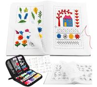 WDZGX Sticksets Embroidery Stitch Book Sticken für Anfänger Stickbuch Buch | Selber Stickset Stichbuch Kit Erwachsene Set mit Stichanleitung Nähwerkzeugen für Hobby Basteln Familie Stricken Weben