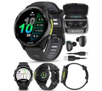 Wearable4U Garmin Forerunner 970, GPS-Lauf-Smartwatch, zugeschnitten auf Triathleten, langlebiger Akku, Schwarz Schwarz Ohrhörer Bundle