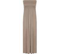 WearAll Bandeau-Maxikleid für Damen, Übergröße, trägerlos, gerafft, lang, Größe 42-50, Mokka, 38-40