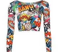 WearAll - Damen Aztek Tier Leopard Langarm Crop top - Comic - 36-38