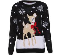 WearAll - Damen Gestrickt Fröhlich Weihnachten Lang Hülle Weihnachten Baum Damen Pom Jumper - 36-56