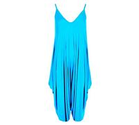 WearAll Damen Lagenlook Strappy Baggy Harem Jumpsuit Kleid Top Playsuit 40-54, türkis, 50-52