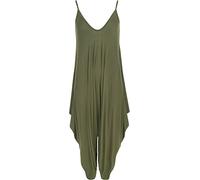 WearAll - Damen Lagenlook Strappy Harem Jumpsuit Kleid Cami Playsuit Weste Top - Grün - 36-38