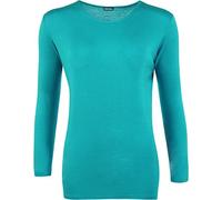WearAll Damen Langarm-T-Shirt Top Frauen Übergrößen, türkis, 38-40