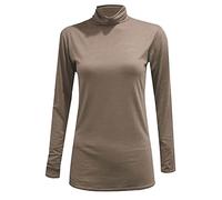 WearAll Damen Rollkragenpullover, langärmelig, Stretch, einfarbig, Gr. 36-42 Gr. 34-36, mokka