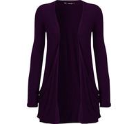 WearAll - Damen Strickjacke mit langen Ärmeln, mit Taschen, Gr. 34-54, violett, 46/48/Große Größen