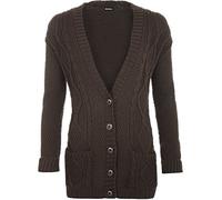 WearAll Damen Strickjacke mit Zopfmuster, langärmelig, Gr. 34-40 Gr. 38-40, braun