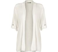 WearAll - Damen Übergröße Kurzarm knopf offen Cardigan Top - Weiß - 48