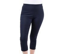 WearAll Ladies Capri Summer Pants Short Crop Stretch 3/4 Length Three Quarter Pedal Pusher Clothes Elasticated Bengaline Cut Off Cropped Trousers for Women Navy 38