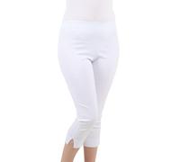 WearAll Ladies Capri Summer Pants Short Crop Stretch 3/4 Length Three Quarter Pedal Pusher Clothes Elasticated Bengaline Cut Off Cropped Trousers for Women White 40