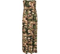 WearAll - Übergröße Damen Bedruckt Trägerlos Bandeau Maxi-Kleid - Tarnung - 48-50