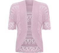 WearAll - Übergröße Damen Häkeln Gestrickt Kurzarm Bolero Strickjacke Top - Lila - 48-50