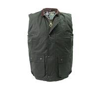 WearAll Waxed Cotton Mens Sleeveless Padded Wax Classic Gilet Waistcoat Waterproof Durable Outdoor Classic Style Vest Green XL