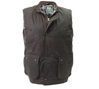 WearAll Waxed Cotton Mens Sleeveless Padded Wax Classic Gilet Waistcoat Waterproof Durable Outdoor Classic Style Vest Brown XL